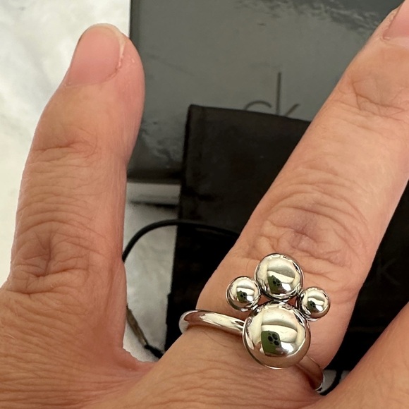 Calvin Klein Silver Ring with Black Pouch and Box size 7 spinning ring - Picture 2 of 2